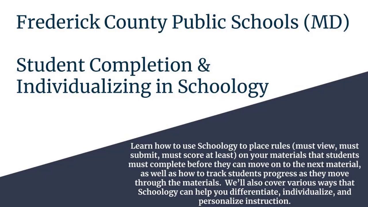FCPS: Student Completion and Individualizing in Schoology - Teacher ...