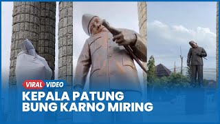 Viral Kepala Patung Bung Karno Di Indramayu Miring Tertimpa Tenda