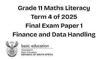 Grade 11 Maths Literacy | Term 4 of 2025 | Final Exam Paper 1 | Finance and Data Handling
