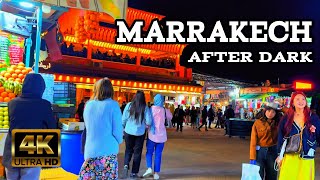 Marrakech Walking Tour | Jemaa ElFna After Dark April 2024 | Morocco [4K]