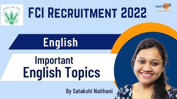 FCI Recruitment 2022  | Important English Topics for FCI Manager | By Satakshi Naithani