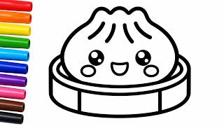 Cute Dumpling Coloring 🥟🎨 | Easy & Fun Coloring Video for Kids