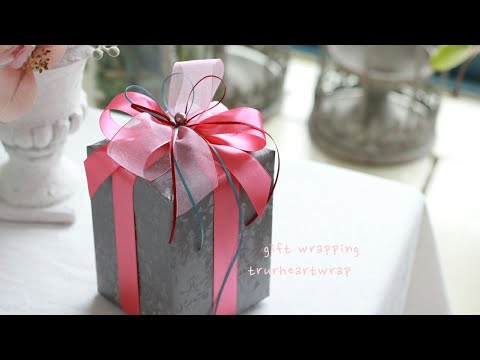 (와인, 양주 포장에 꼭 필요한)길이가 긴 사각상자 포장법과 리본 묶는법 2가지 | 리얼 상세샷 ASMR - Gift Wrapping