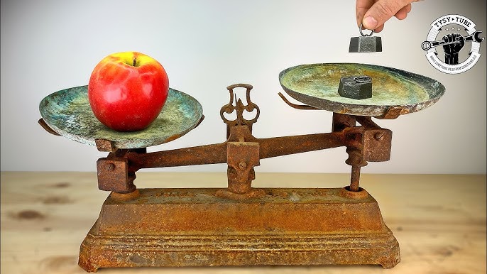 A Balanced Life  Vintage scale, Wood and metal, Weight scale