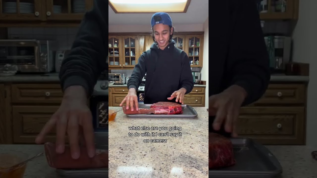 HELPING MY MOM COOK A STEAK FOR DINNER