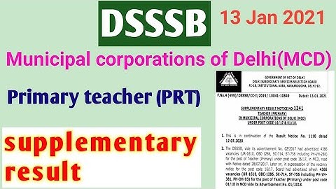 DSSSB MCD Primary Teacher Supplementary Result.