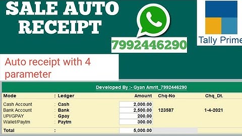 Tally TDL | Part 1 Auto receipt With 4 parameter Sale Auto Receipt Previous Balance in invoice
