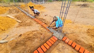 Construction Skills_Method of Plinth Beem Bricklaying|Ground Beem Construction|Sand and Cement Mix