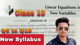 Ex 3E Q6 to Q10 Class 10  Linear Equations in two Variables RS Aggarwal   CBSE | New Syllabus