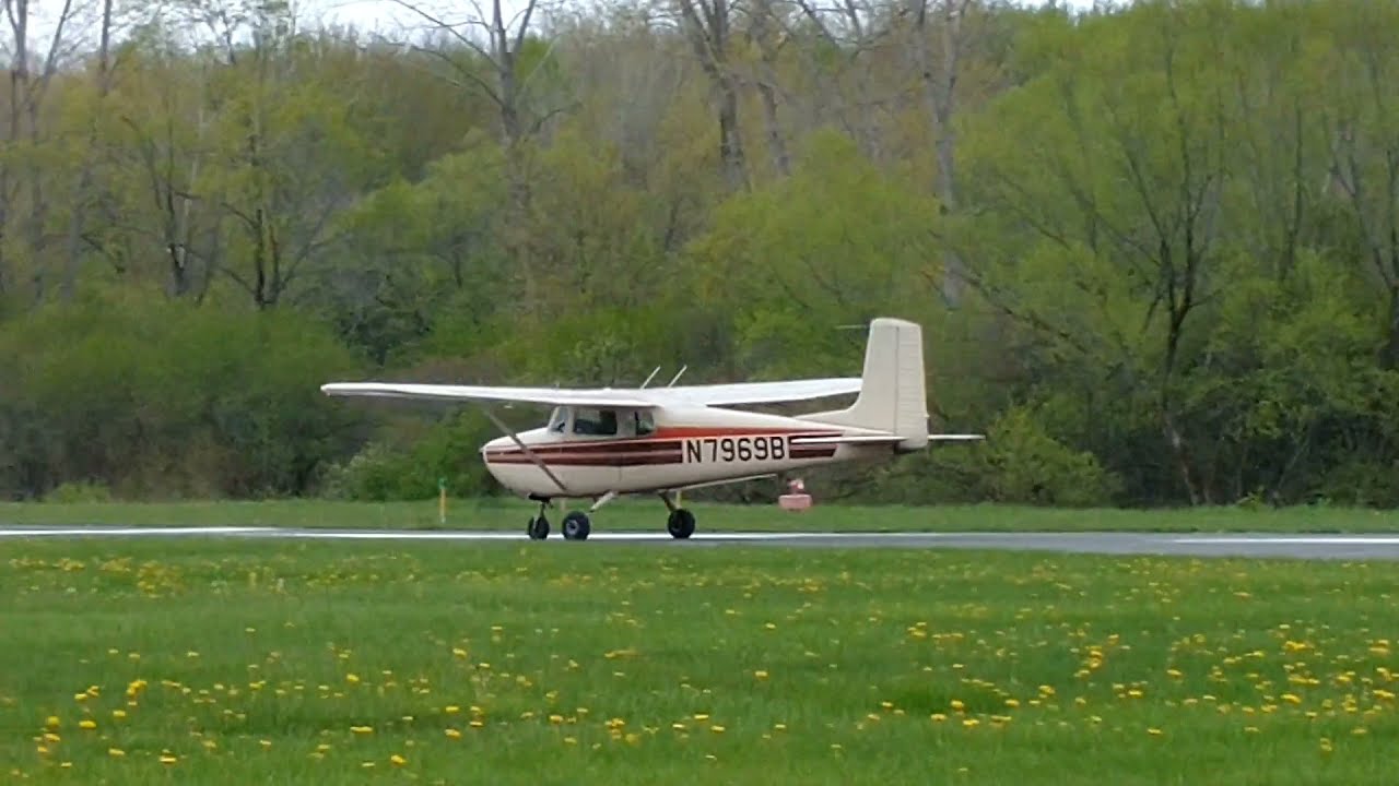 N7969B 1957 Cessna 172 takeoff from Skaneateles Aerodrome 5/9/21 YouTube