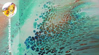 👁️‍🗨️Abstract Acrylic Pour Swipe Painting Tutorial - Peacock Color Scheme 2/4👁️‍🗨️