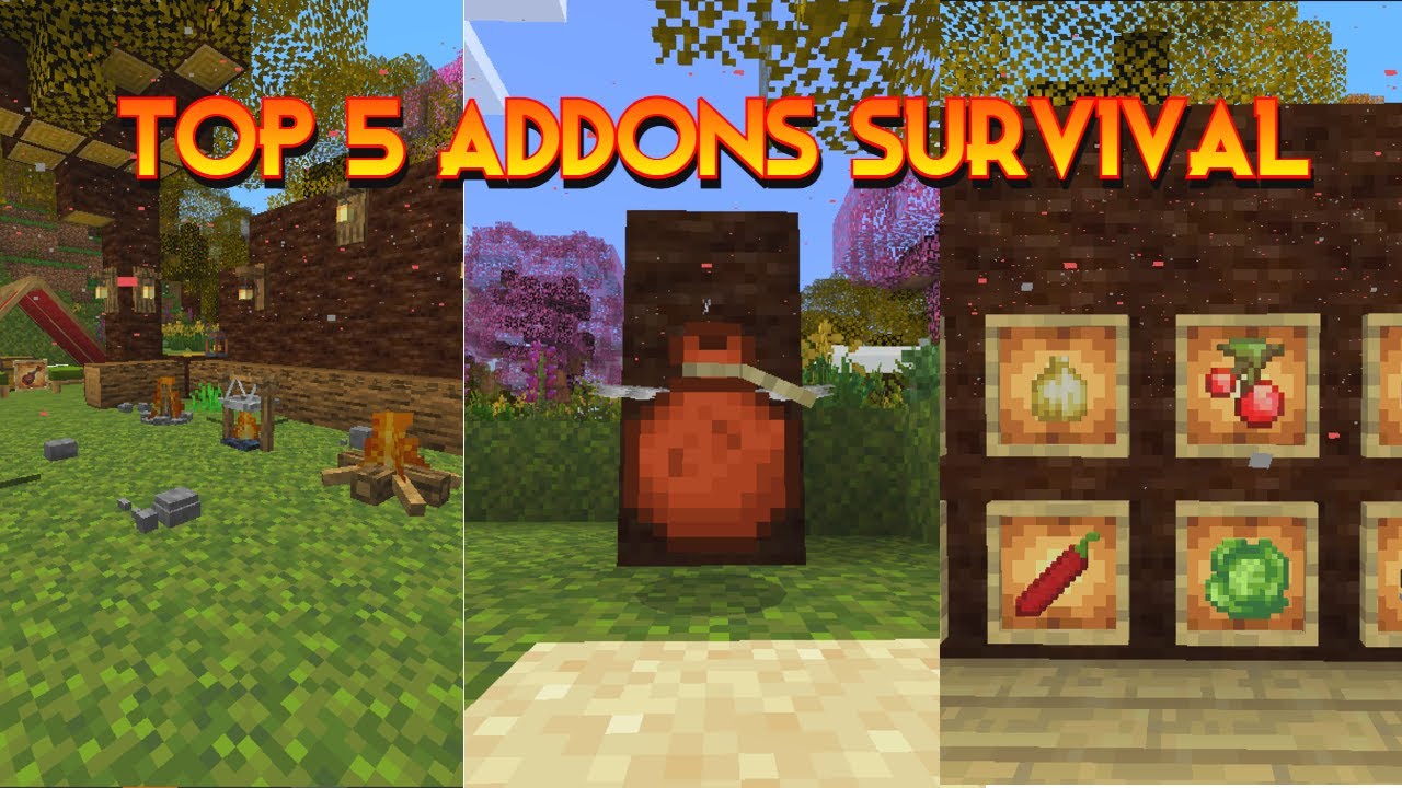 😱TOP 5 MEJORES MODS-ADDONS SURVIVAL para MINECRAFT PE 1.17 - YouTube