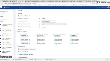 Moodle 3.3 Quiz - Feedback settings
