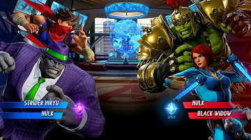Chun Li & Hulk VS Gladiator Hulk & Black Widow (Hardest AI) - Marvel vs Capcom InfiniteGameplay