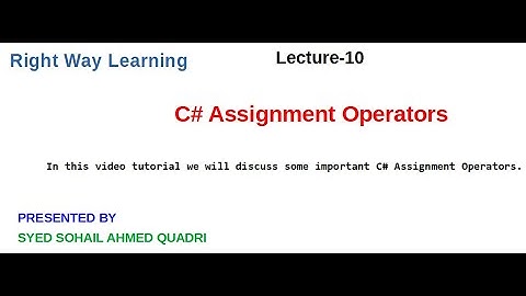 C# Assignment Operators [Urdu/Hindi]