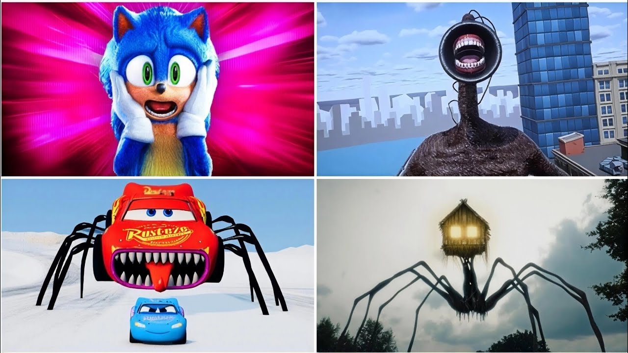 🎥Sonic.Exe 🆚Siren head 🆚Lightning Mcqueen eater 🆚 House head 🆚GALA DANCE 🎶