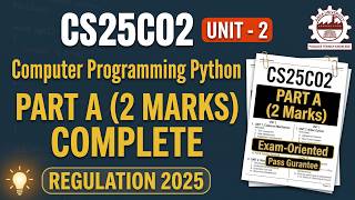 CS25C02 Computer Programming Unit-2 Part A Questions with Answers