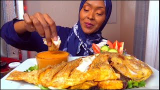 ASMR & RECIPE * FRIED RED SNAPPER * Sudanese Chili Sauce *طبخ واكل السمك مع شطة الدكوة السودانية