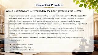 Questions to be Determined by the Executing Court under Section 47 CPC