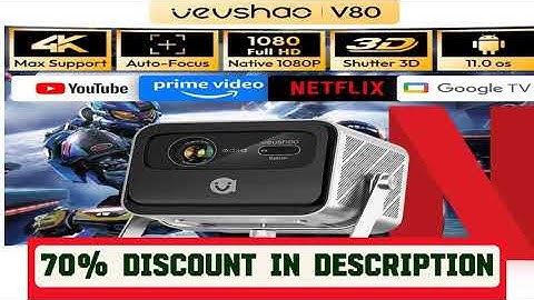 A must-have product! VEVSHAO V80 4K Projector Full HD1080P 2200 Anis Lumens Android 11.0 WiFi 6 Vi