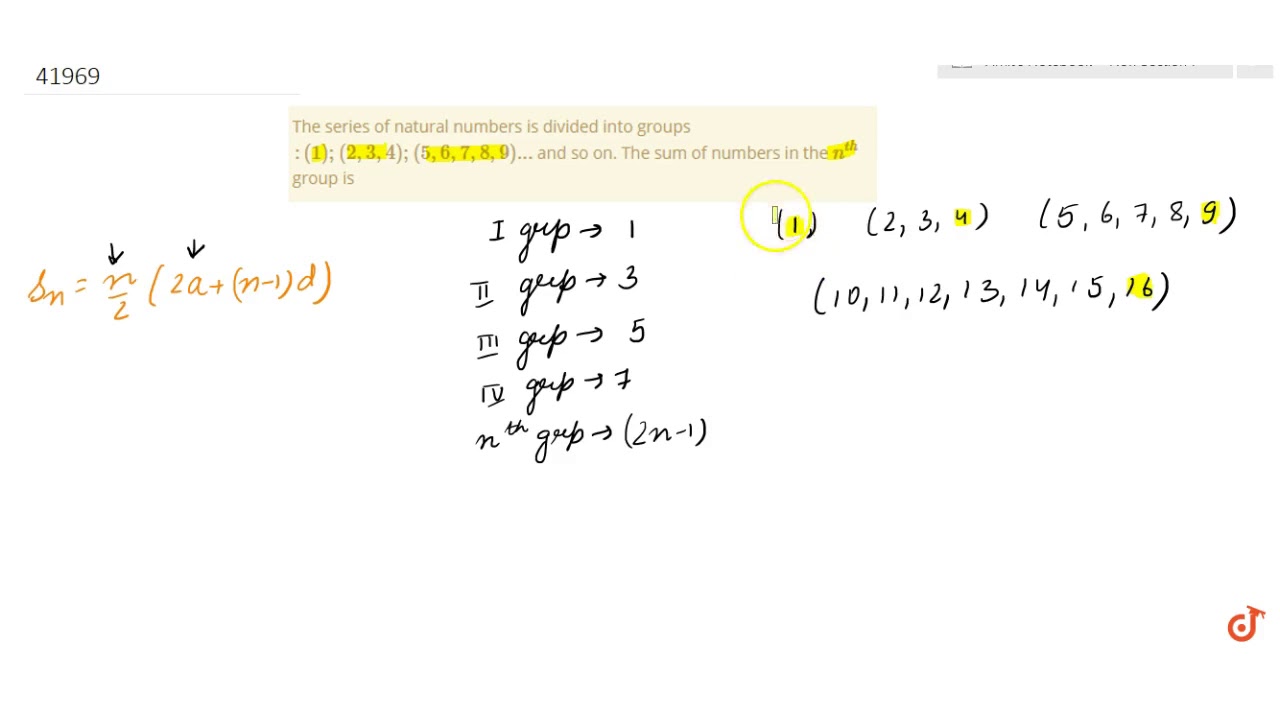 The Series Of Natural Numbers Is Divided Into Groups123456789 And So On Th