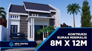 Kontruksi Rumah Minimalis Modern 1 Lantai 8x12 meter