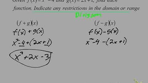 Algebra 2 5.1 Operations on Functions
