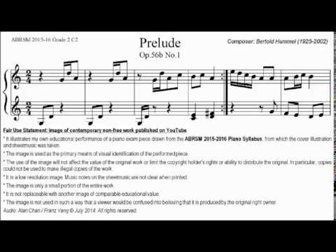 sheet music piano 1 grade C:2 2 Grade C2 Hummel 2015 2016 ABRSM Piano Bertold