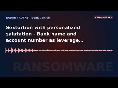 Sextortion with personalized salutation — Bank name and account number as leverage