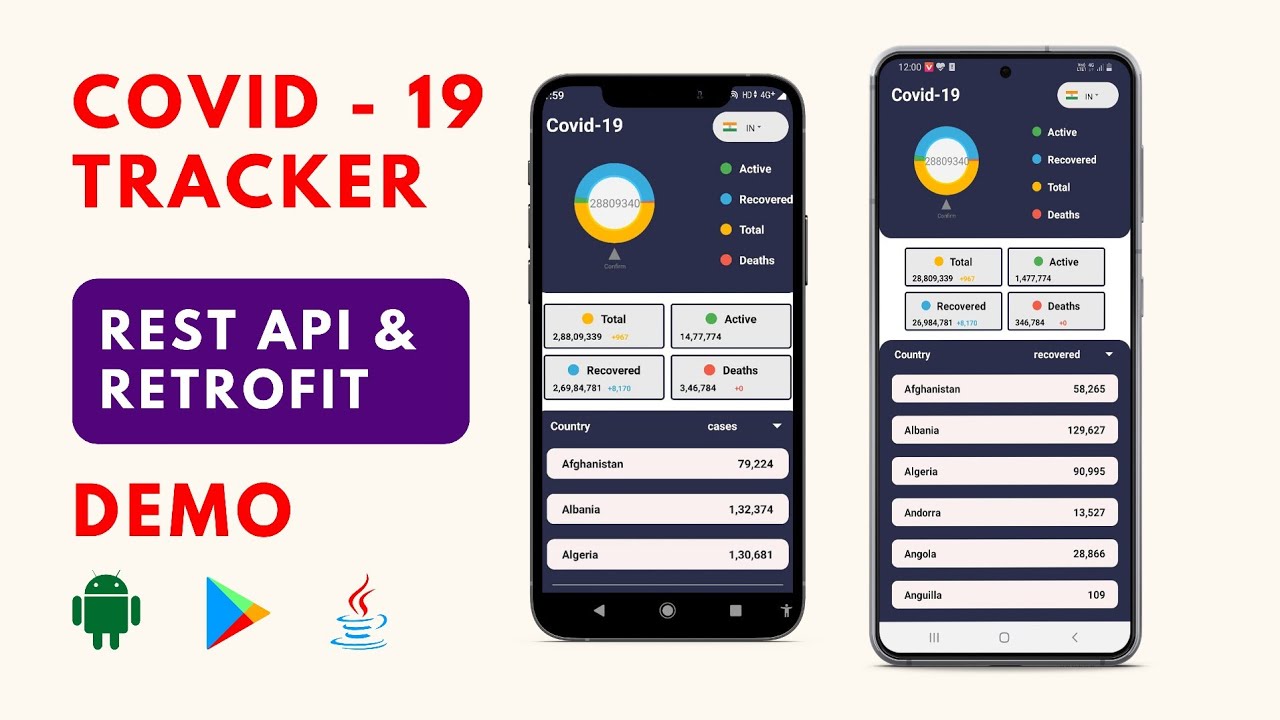 Covid tracker app android studio| Covid tracker app using REST API ...
