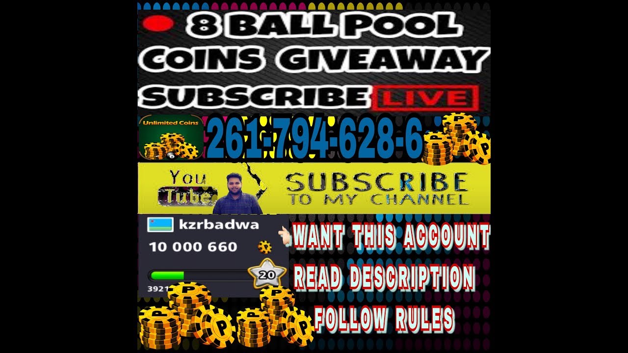 10 m account giveaway live + london to jakarta giveaway 8 ball pool