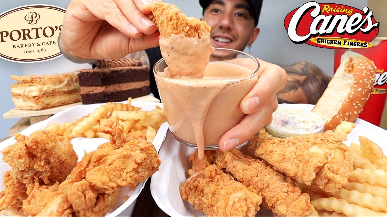 MUKBANG EATING Raising Cane's Chicken Tenders, Porto Bakery Chocolate
