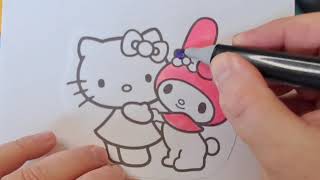 🦖 Hello Kitty  Coloring Page Easy Coloring for Kids 🎨