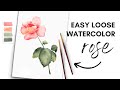 How to Paint a Loose Watercolor Rose with Stem | Easy Tutorial | Step-by-Step