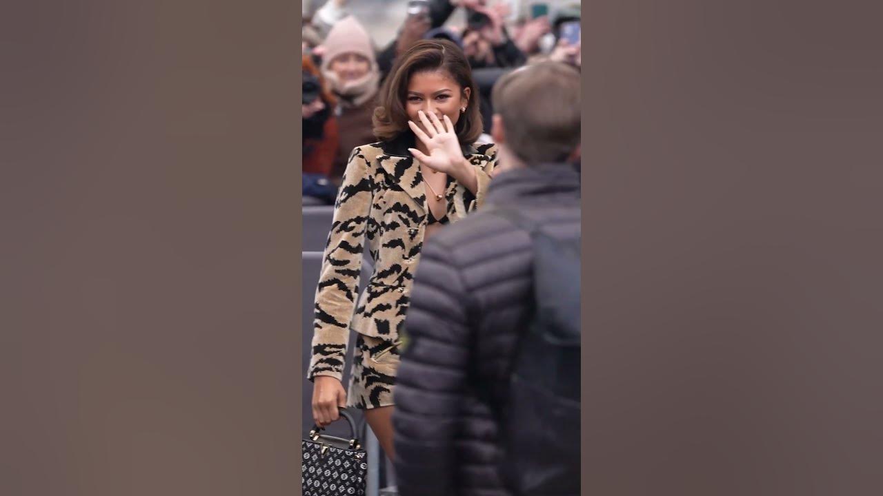 Zendaya's Bikini Top & Animal Print Suit At Louis Vuitton Show PFW