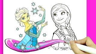 [ FROZEN ] Queen Elsa and Princess Anna #frozen #frozen2 #coloringpages #coloringbook screenshot 3
