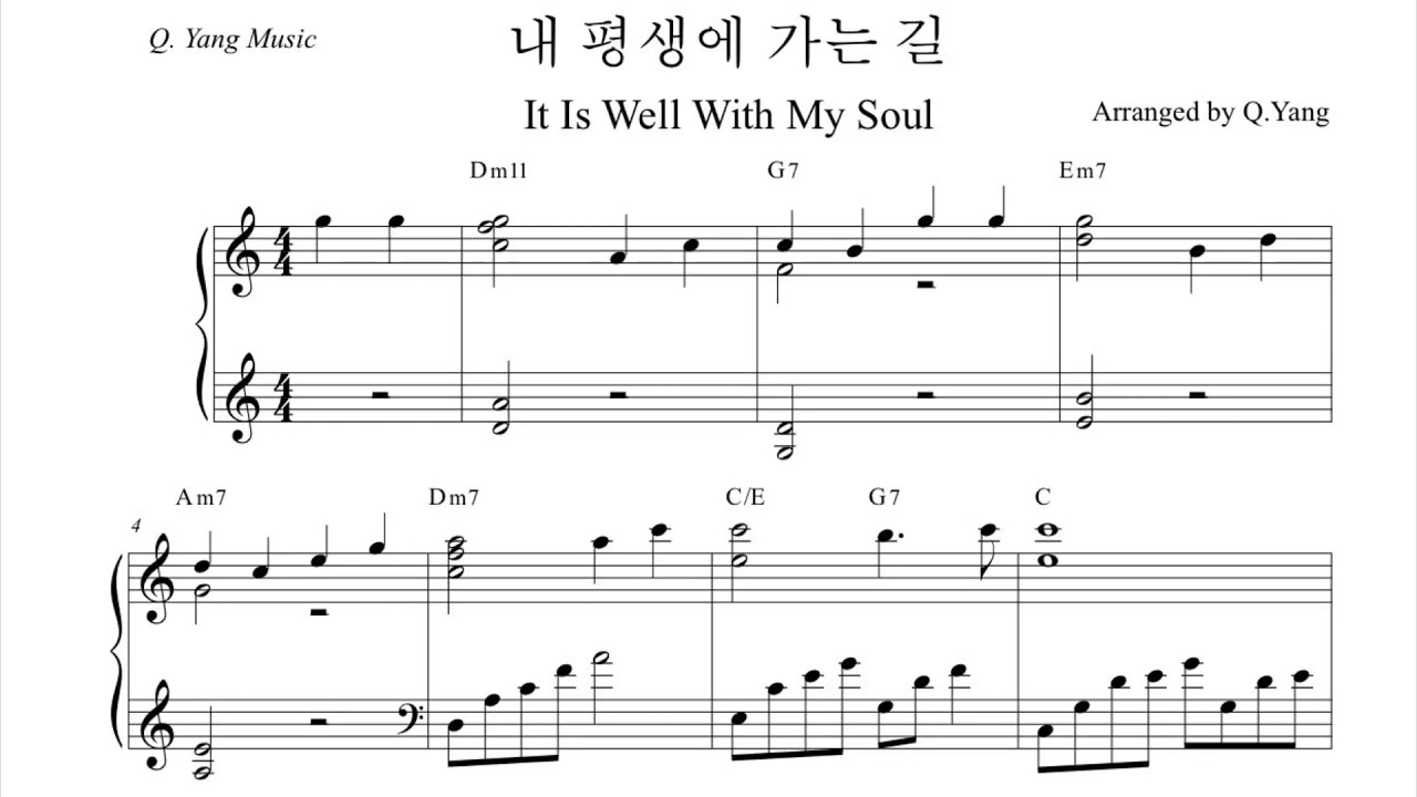 [감성피아노]CCM/내 평생에 가는 길/It Is Well With My Soul/Arranged and Performed by Q.Yang