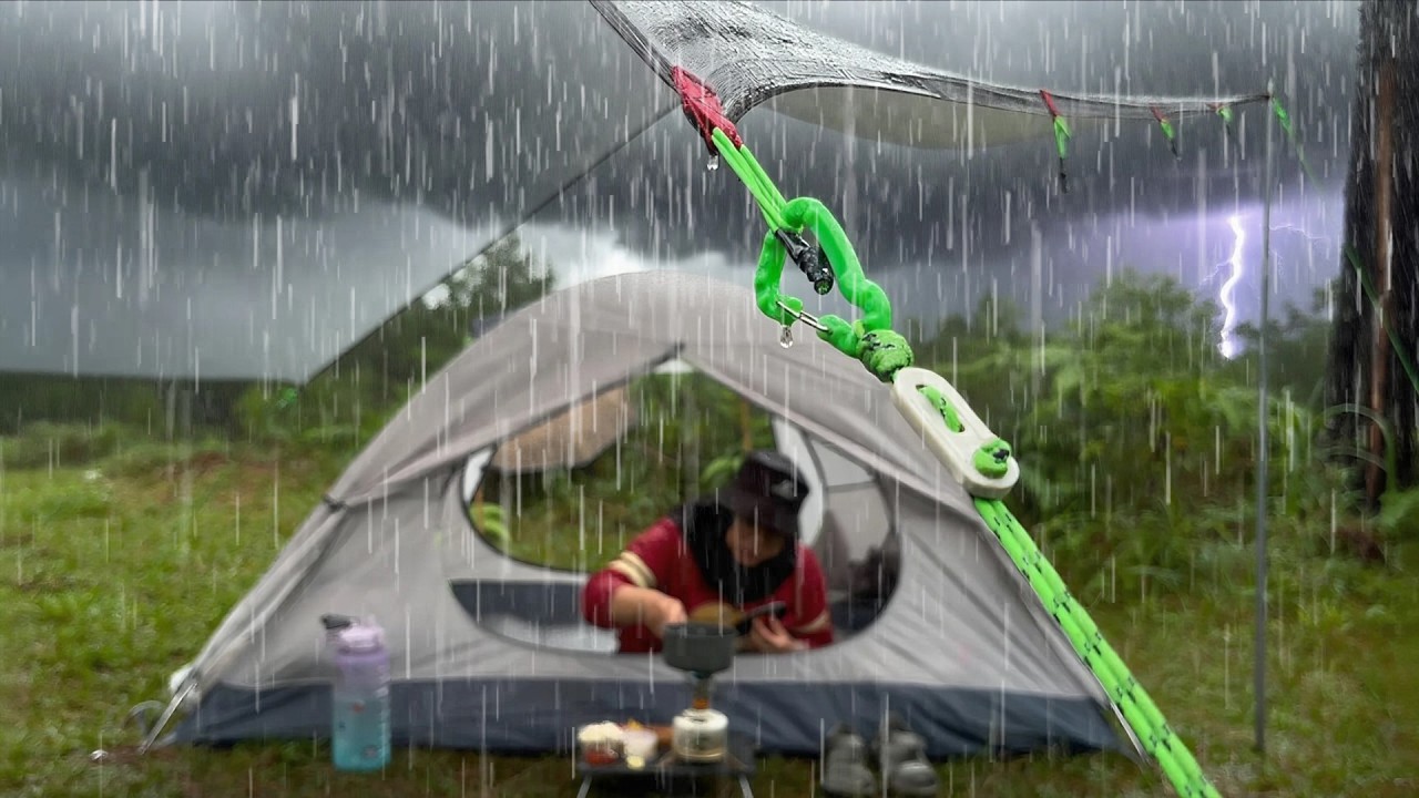 Solo Camping in Long Heavy Rain - Relaxing Camping Heavy Rain ⛈ | ASMR ...