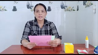 FOLDED SQUARE BIRTHDAY GIFT BOX WITH 2-COLOR MIXED PAPER WITH PINK AND LIGHT BLUE PAPER MODEL 03