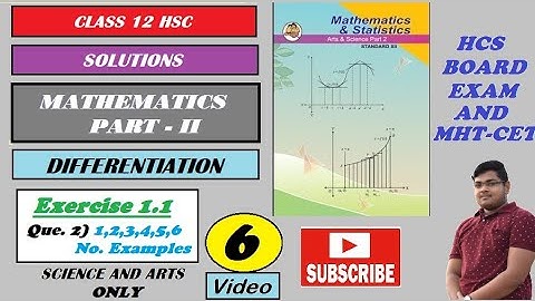 🧐Class 12th Ch. 1 Differentiation Video 6 For Science | Exercise 1.1 Q.2) 1,2,3,4,5,6 no. example |🧐