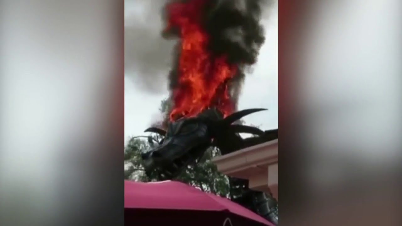 Watch Maleficent dragon catch fire during Disney World parade