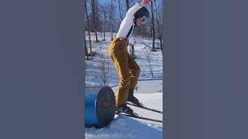 first rail on video. #skiingstunts #ski #rail #shorts
