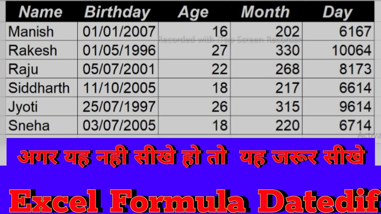  msexcel Datedif Formula Use In Excel How To Calculate Date With YEAR
