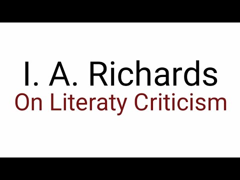 Literary criticism : I. A. Richards