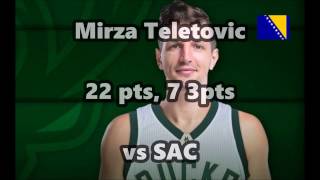 Mirza Teletovic 22 pts, 7 3pts vs SAC aka Mirzina rafalna paljba 5 11 2016