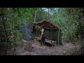 Survival Camping in Forest - Building a Natural Shelter alone - Solo Overnight Trip