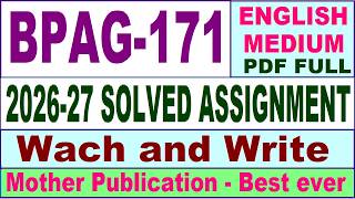 BPAG 171 solved assignment 2026-27 || bpag 171 solved assignment 2027 in English || ignou bpag171
