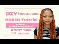 DIY: How to do Knotless Box braid on yourself + STORYTIME #braids #jumbobraids #hair