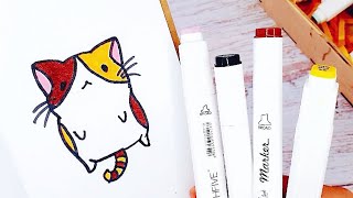 Как Нарисовать Кота Простые Рисунки Заполняем Скетчбук КОТЕНОК В Стиле Каваии
