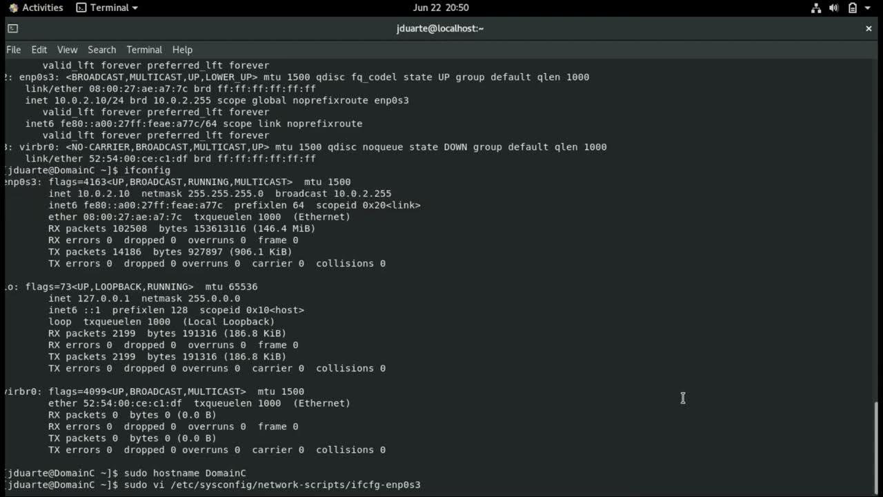 Change hostname and ip on linux terminal on server or machine this
